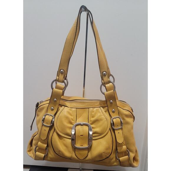B MAKOWSKI Yellow/Light Mustard Leather Shoulder Handbag EXCELLENT CONDITION - Picture 1 of 9